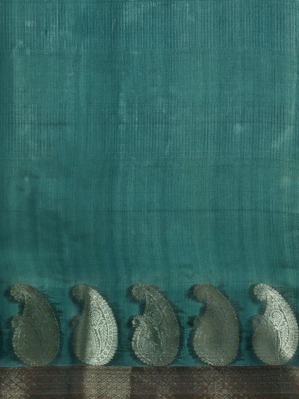 Petrol_Blue_Shimmer_Silk_Saree